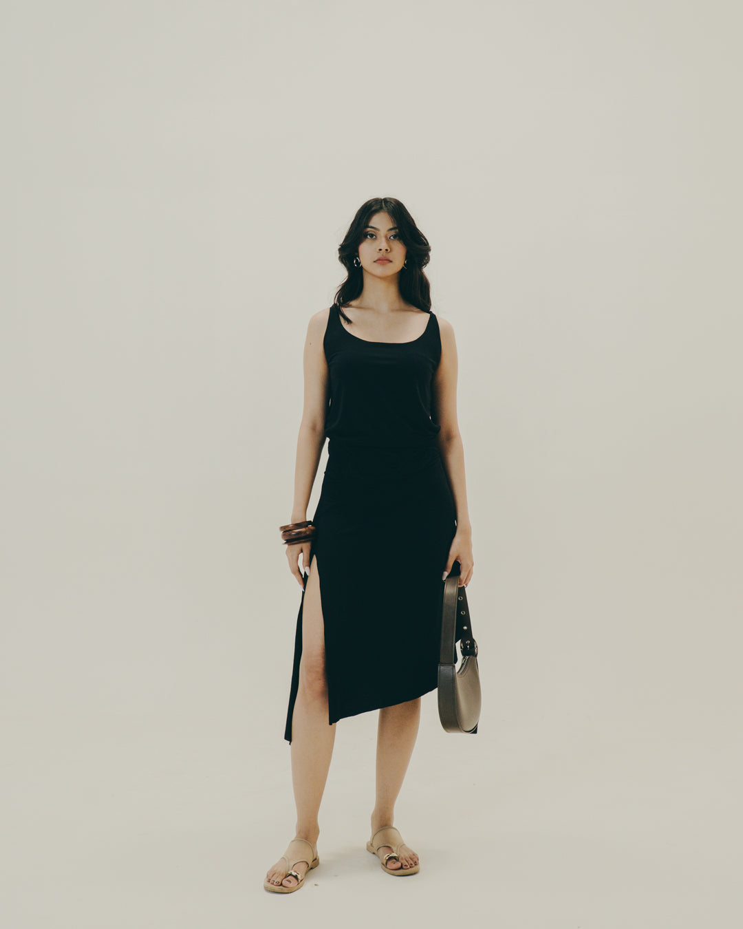 Asymmetrical Black Tank Dress