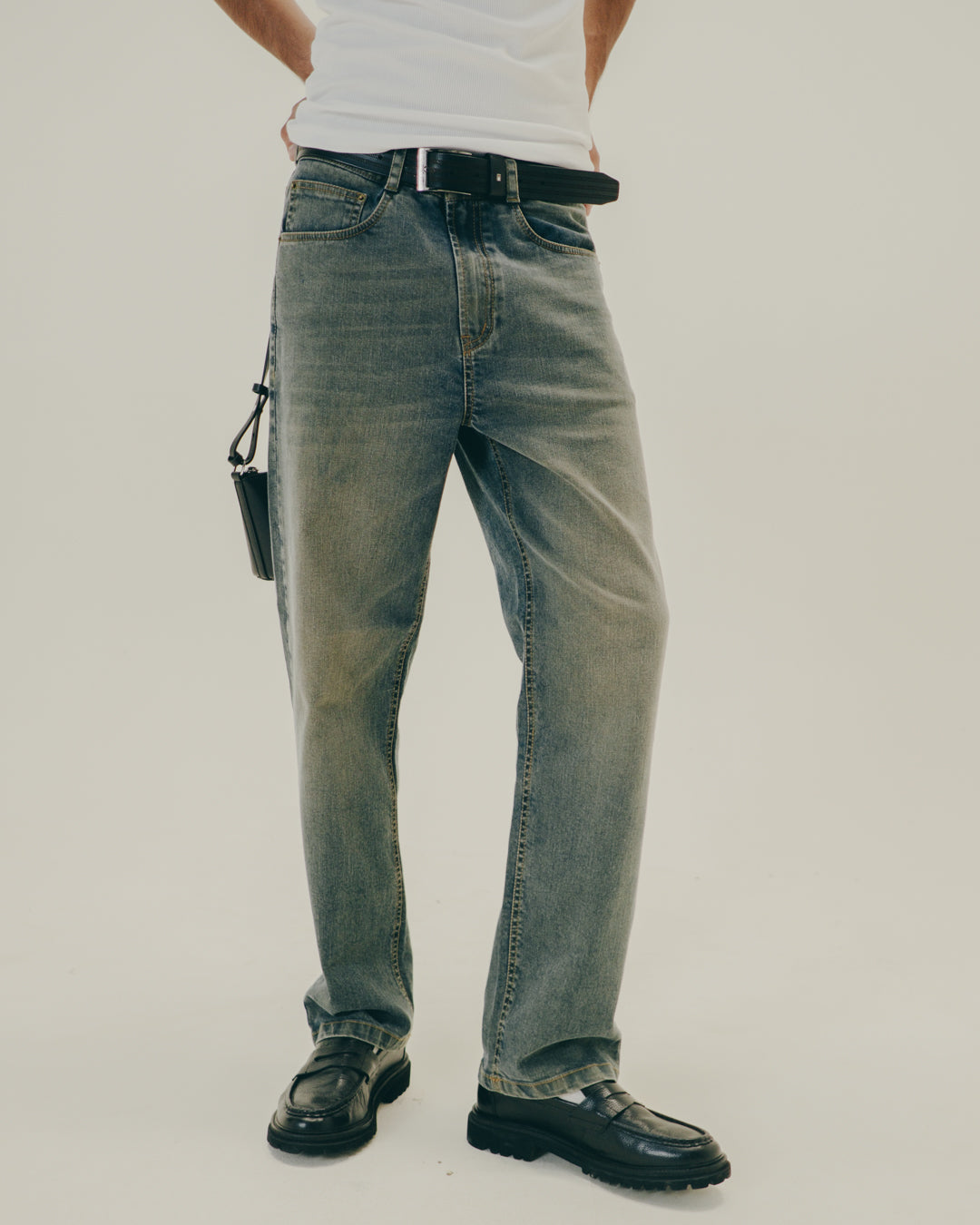 Vintage Wash Straight-Leg Jeans