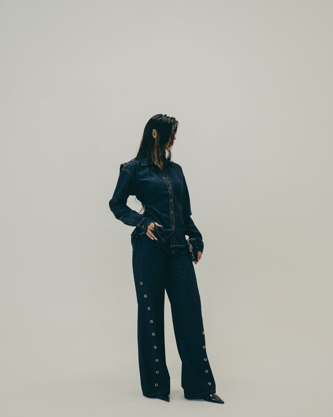 Denim Embroidered Flap Shirt