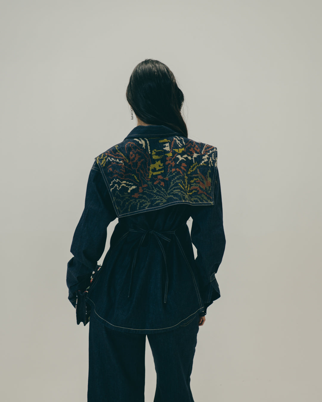 Denim Embroidered Flap Shirt