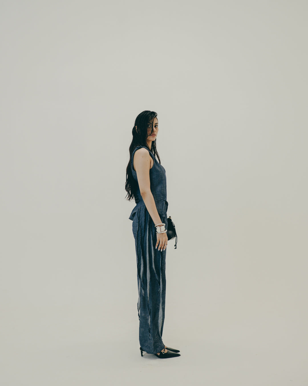 Ruffled Soft Denim Set