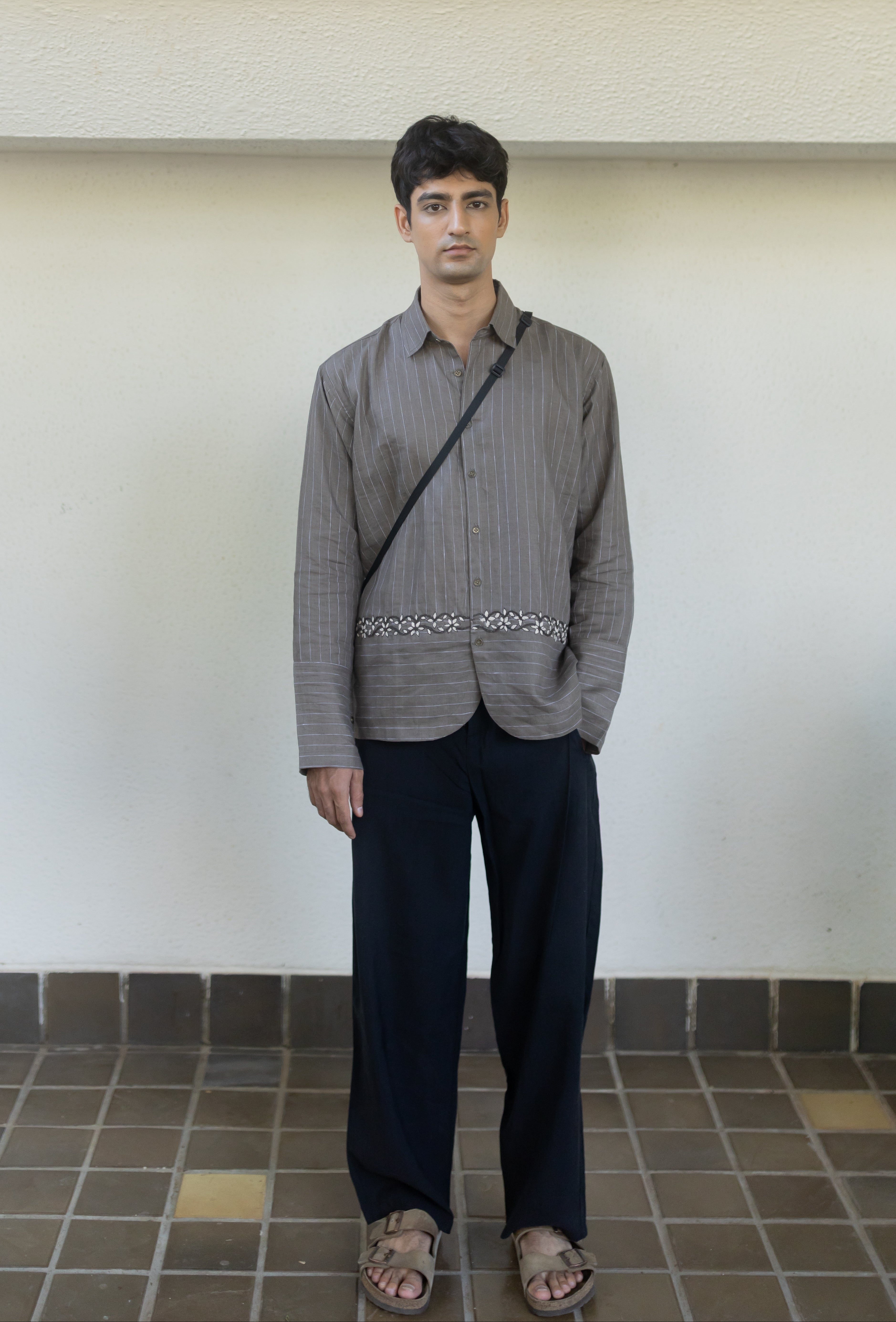 Stone pinstripe shirt