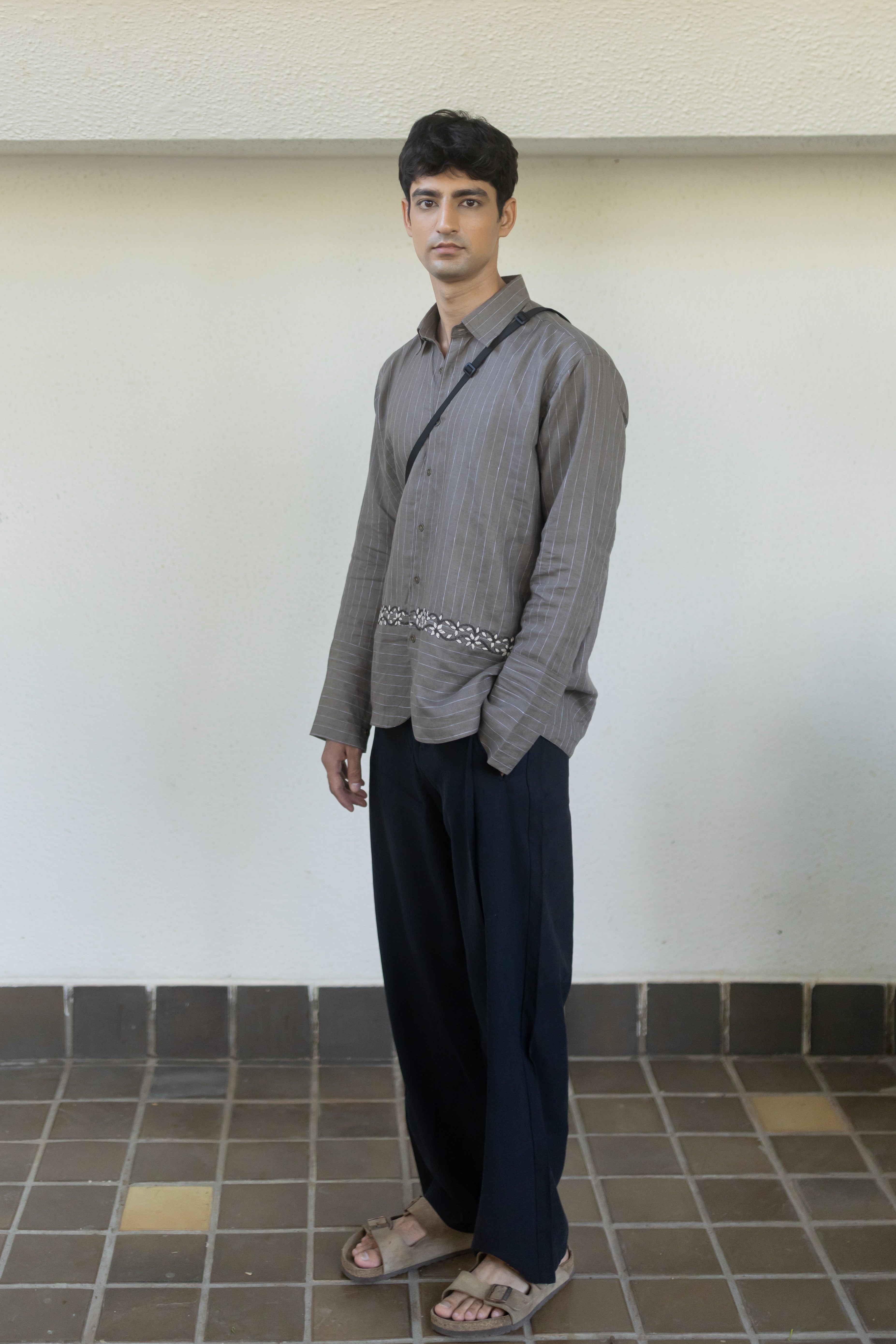 Stone pinstripe shirt