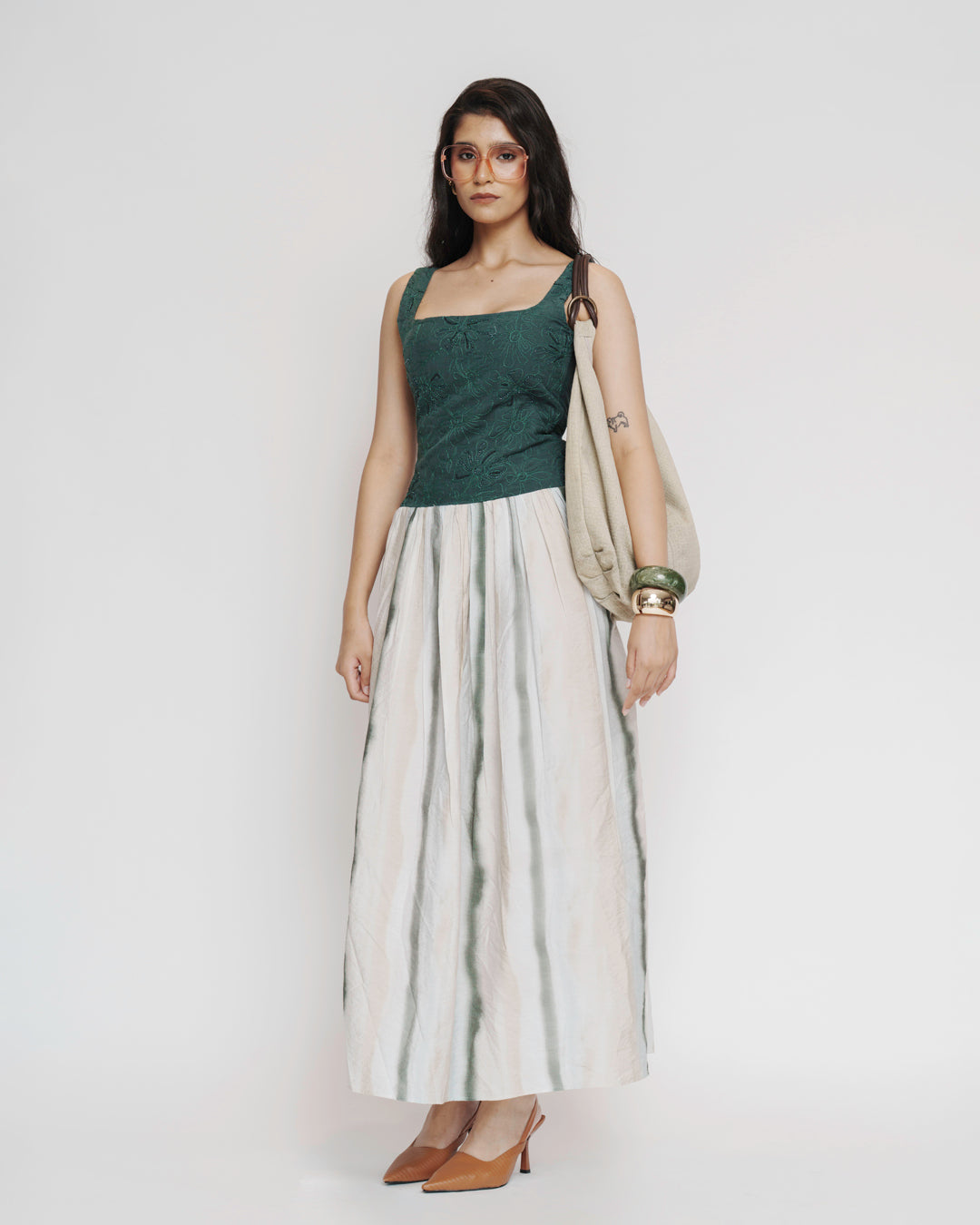 Corduroy Embroidered Maxi Dress