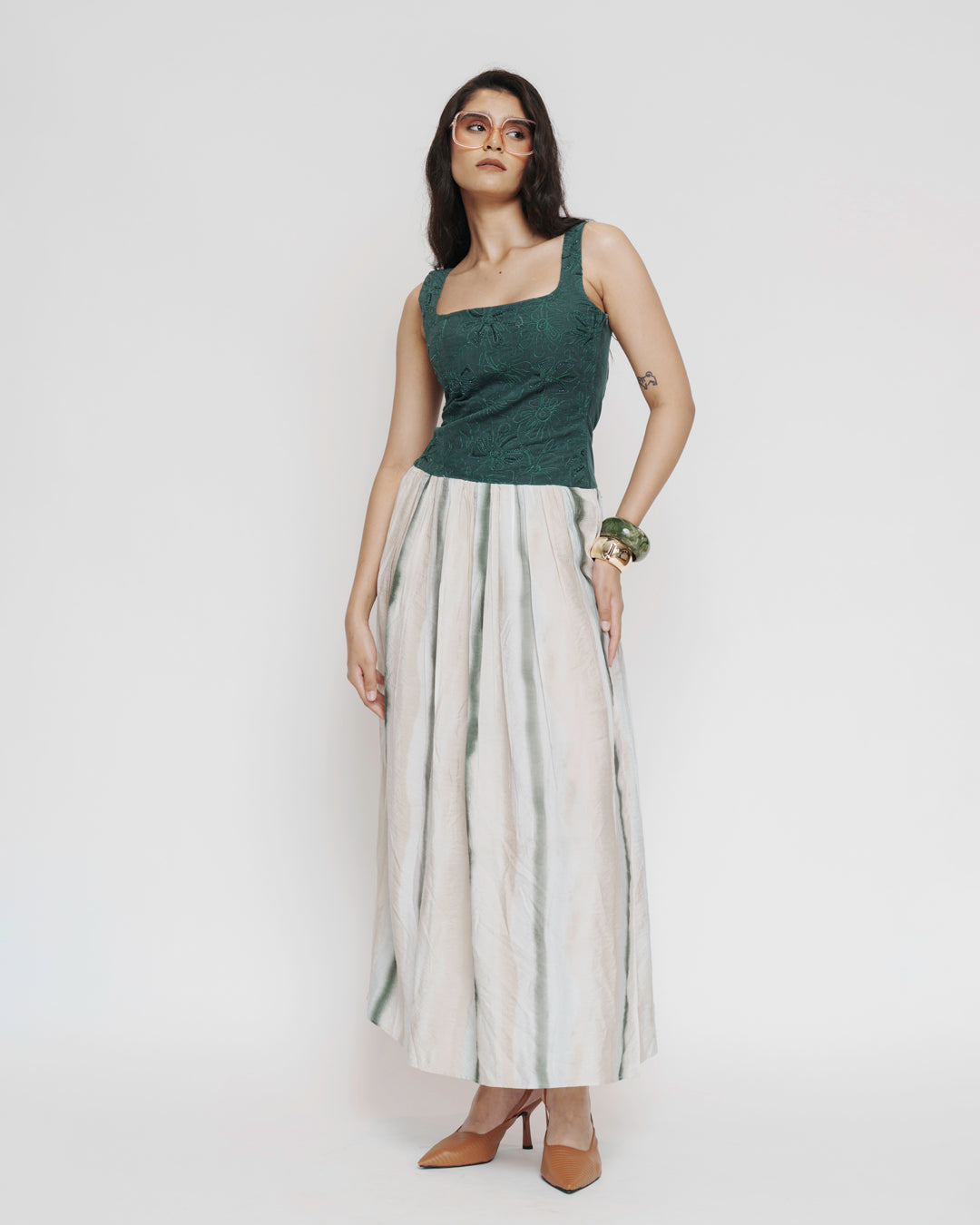 Corduroy Embroidered Maxi Dress