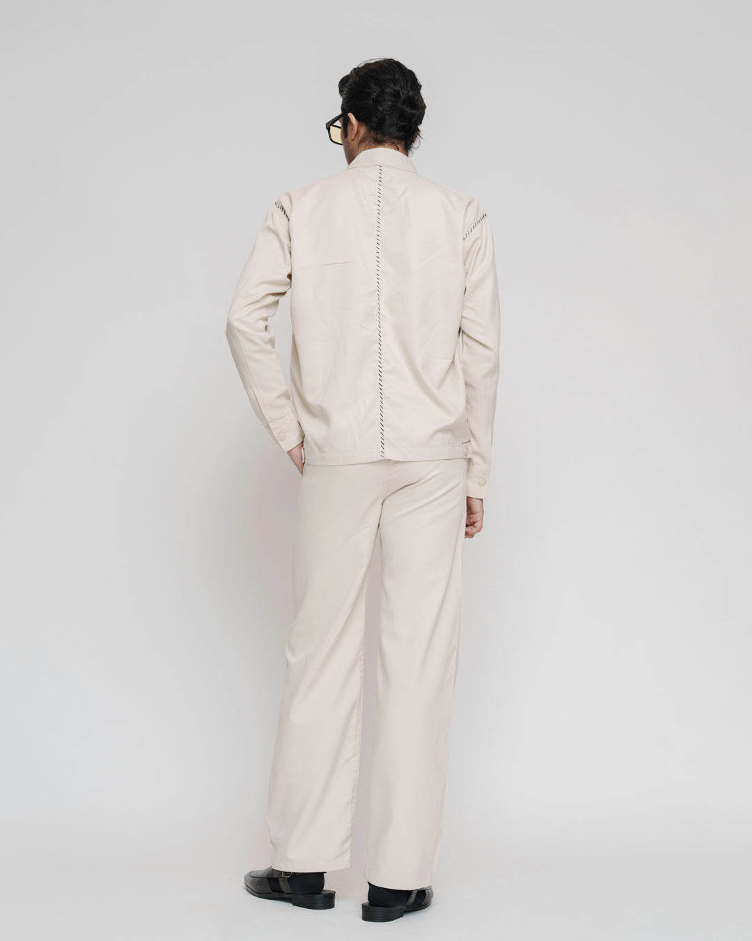 Suede Eggshell Shacket Set