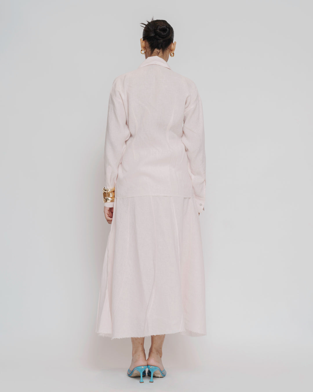 Blush pink textured linen set