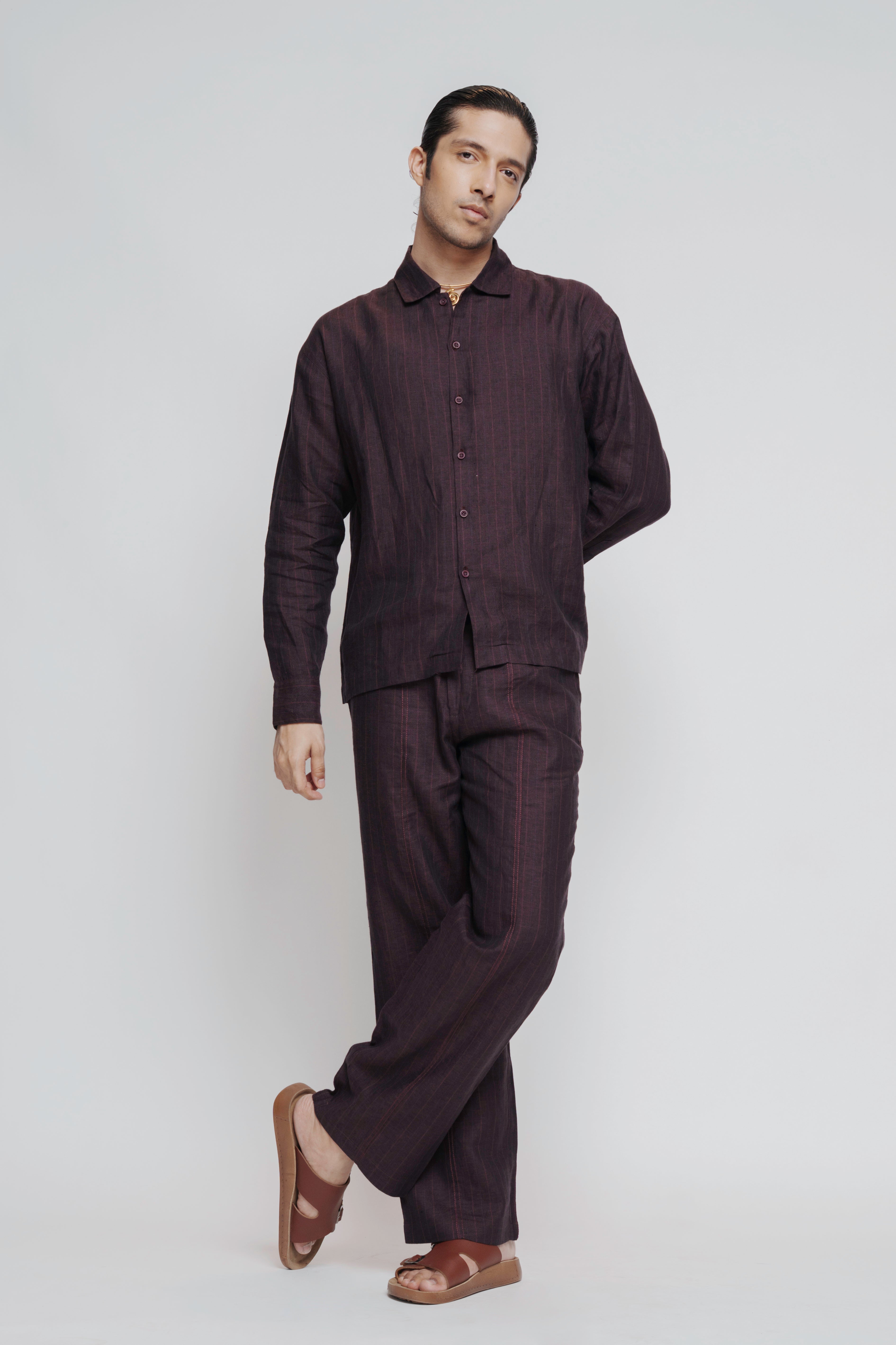 Deep plum linen shirt