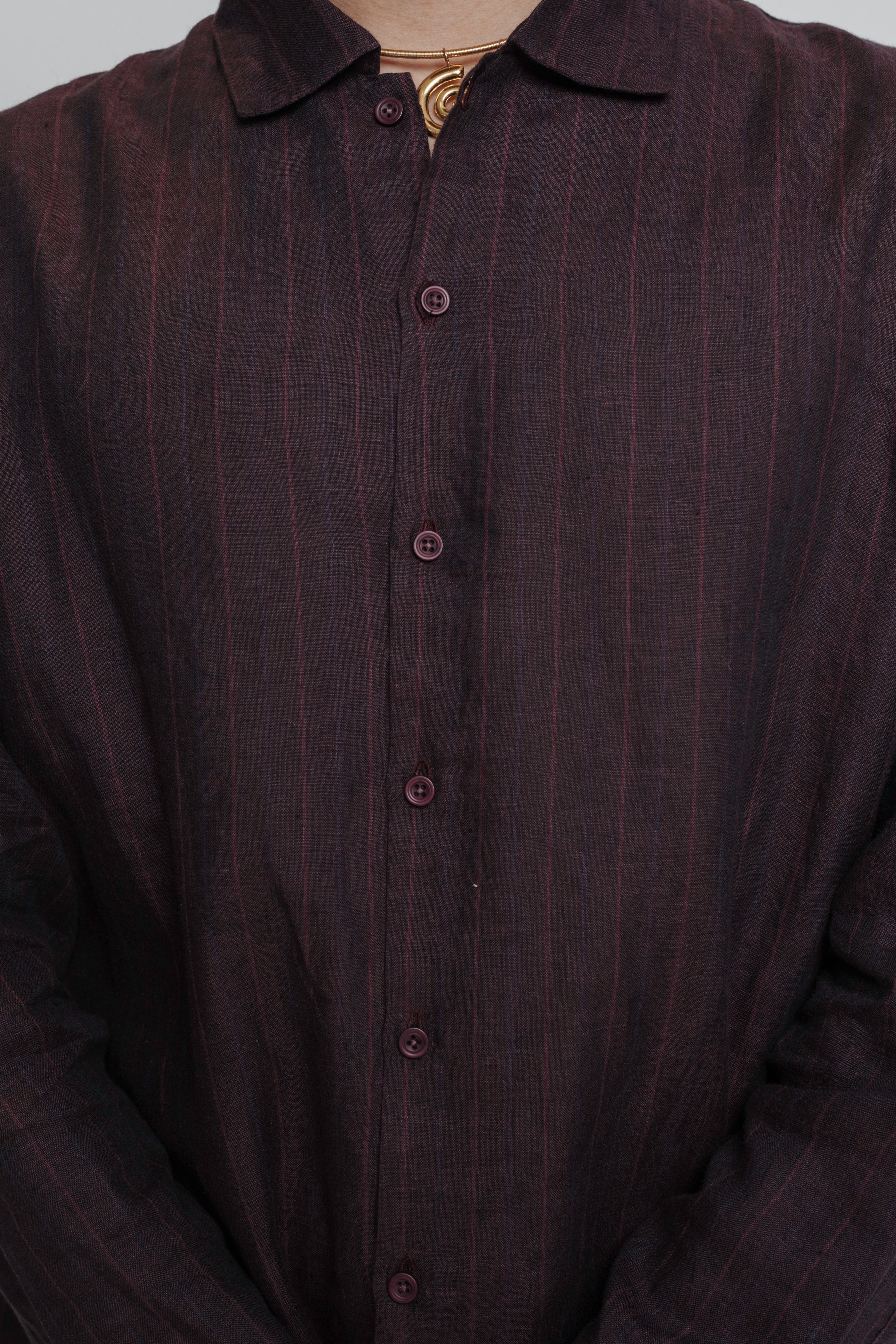 Deep plum linen shirt