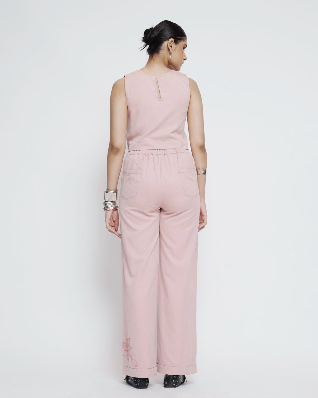 Blush Embroidered suede Coord Set