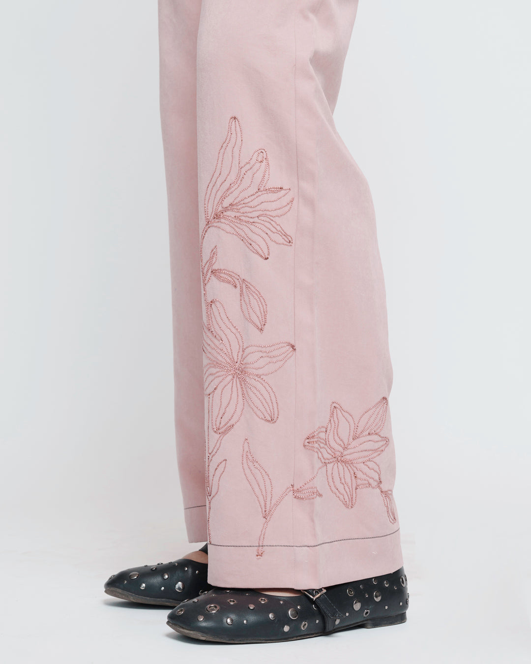 Blush Embroidered suede Coord Set