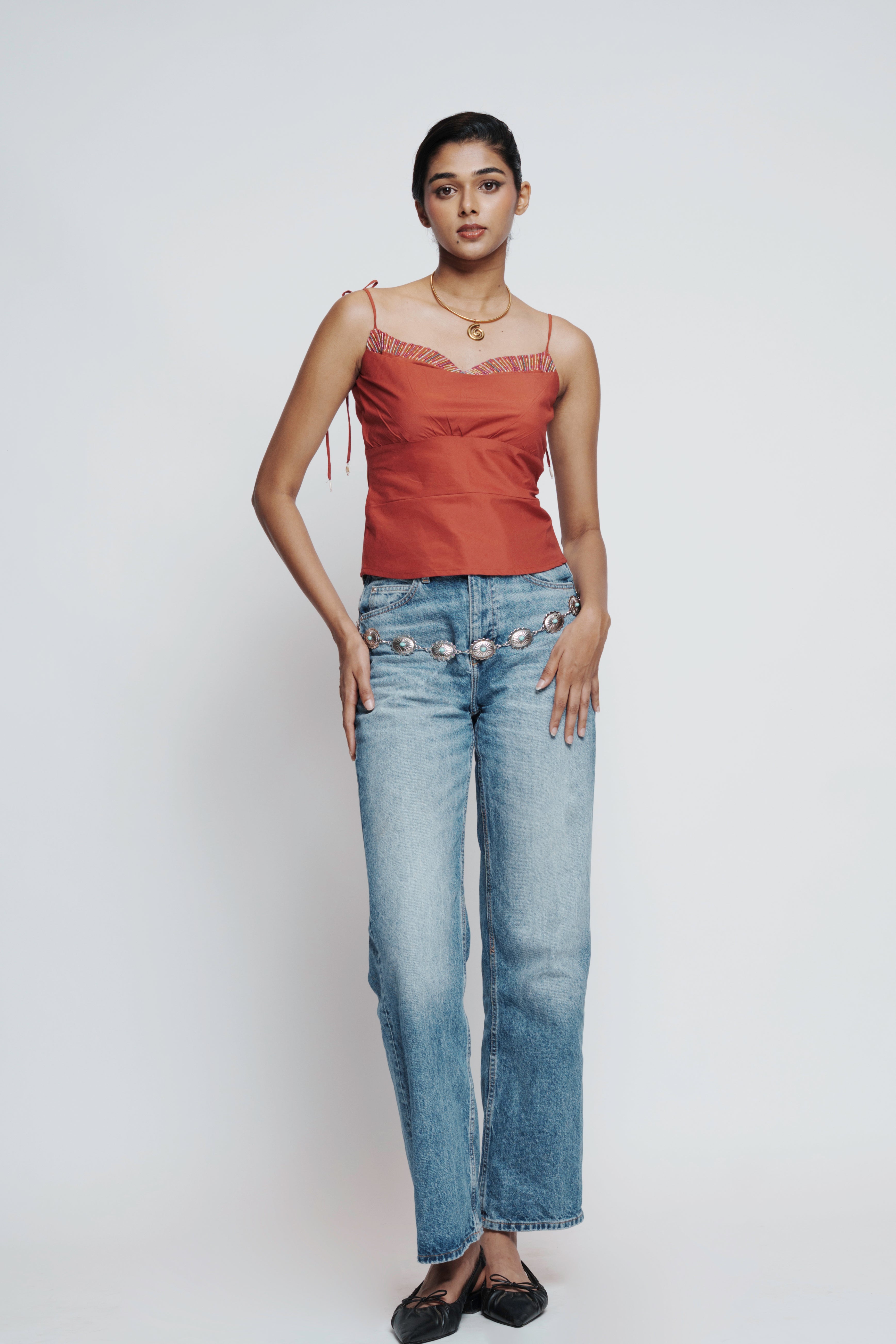 Sunset Beaded Rust Top