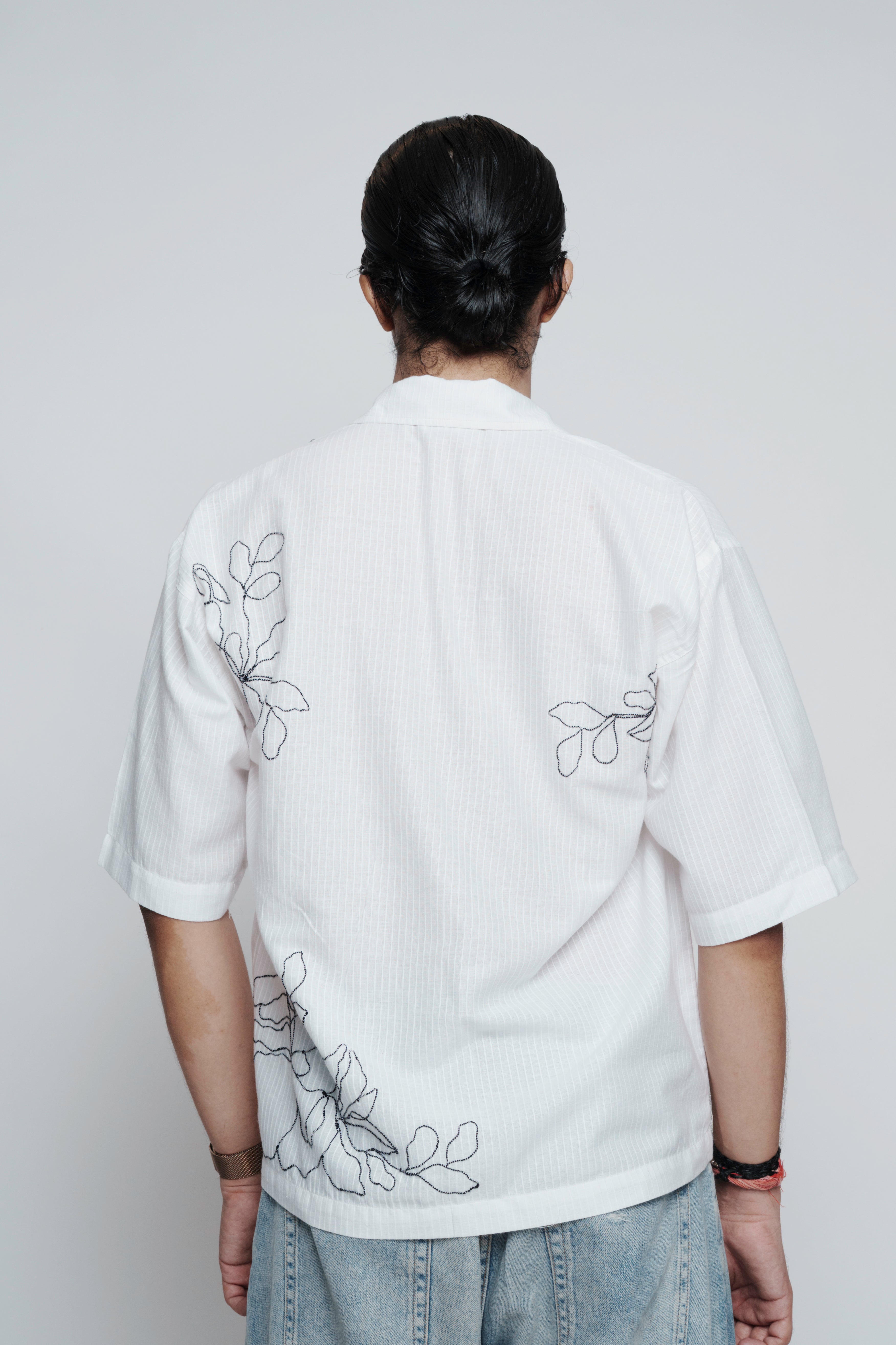White Cotton Embroidered Shirt